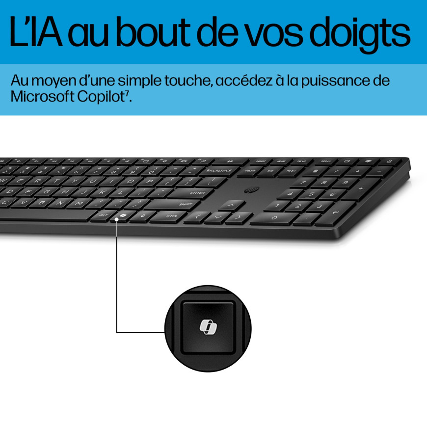 Clavier et souris sans fil HP 655 Wireless AZERTY (4R009AA)