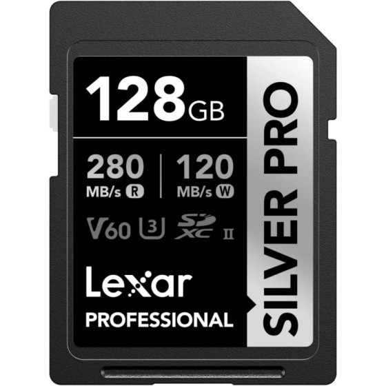 Carte mémoire SD LEXAR Silver Pro 128GB UHS-II 280MB/s (LSDSIPR128G-BNNNG)