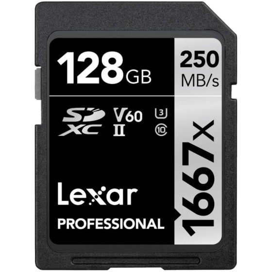 Carte mémoire SD LEXAR 1667X 128GB UHS-II 250MB/s 120MB/s (LSD128CB1667)
