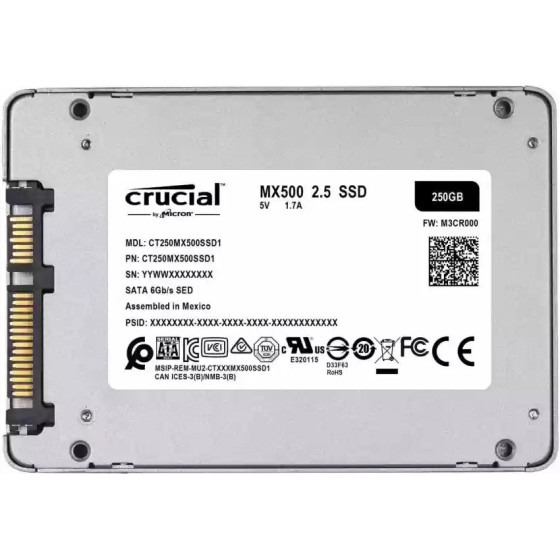 Disque dur externe SSD Crucial MX500 250 Go SATA 2.5" (CRUCIAL250SSD)