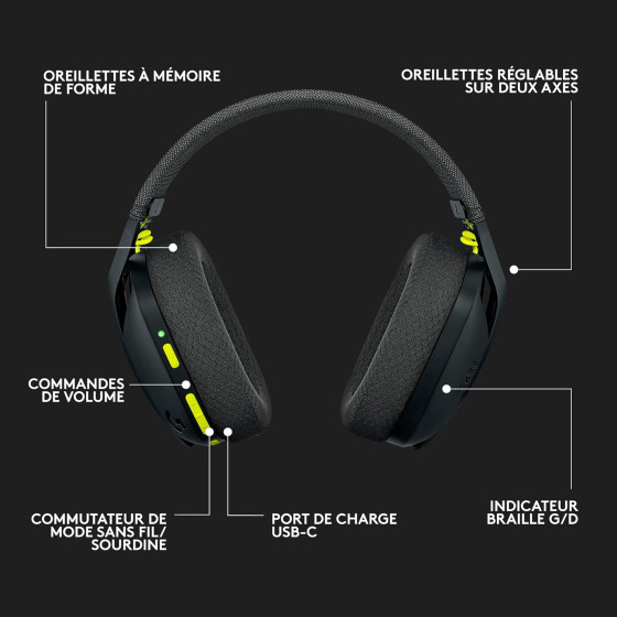 Logitech G435 Casque Gaming sans fil Bluetooth – Noir (981-001074)