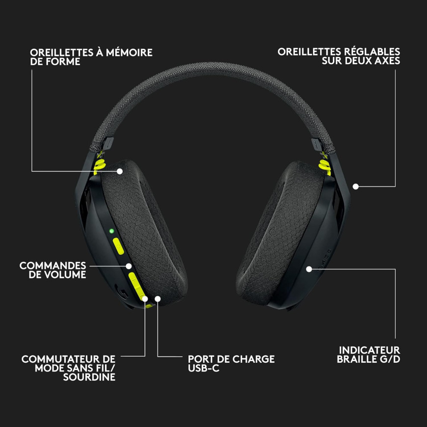 Logitech G435 Casque Gaming sans fil Bluetooth – Noir (981-001074)