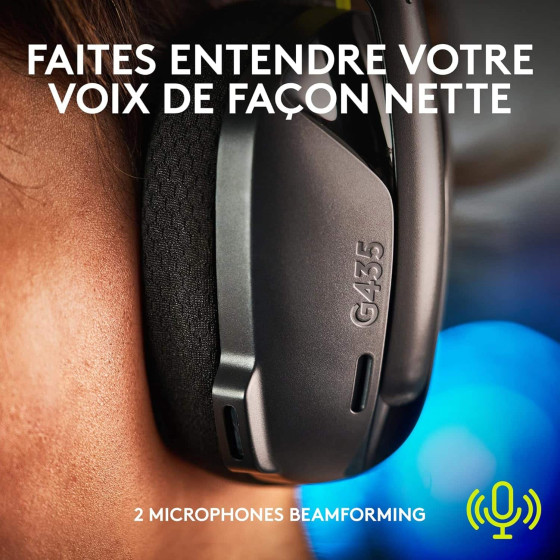 Logitech G435 Casque Gaming sans fil Bluetooth – Noir (981-001074)