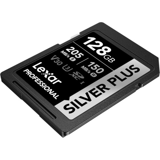 Carte mémoire SD LEXAR Silver Plus 128GB UHS-I 205MB/s (LSDSIPL128G-BNNNG)