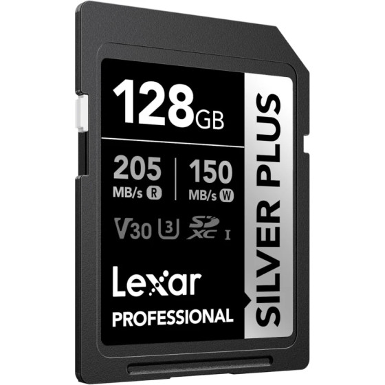 Carte mémoire SD LEXAR Silver Plus 128GB UHS-I 205MB/s (LSDSIPL128G-BNNNG)