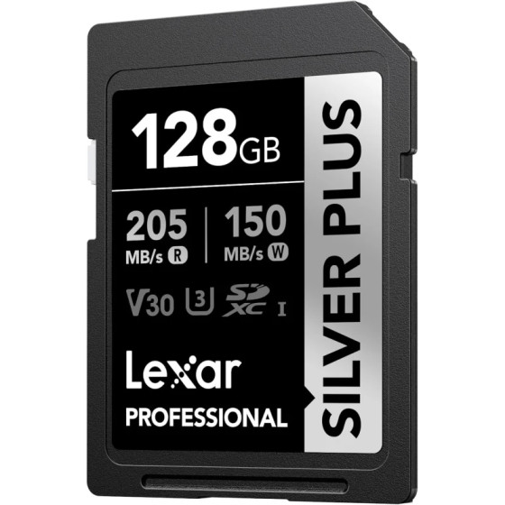 Carte mémoire SD LEXAR Silver Plus 128GB UHS-I 205MB/s (LSDSIPL128G-BNNNG)