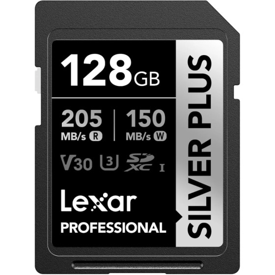 Carte mémoire SD LEXAR Silver Plus 128GB UHS-I 205MB/s (LSDSIPL128G-BNNNG)