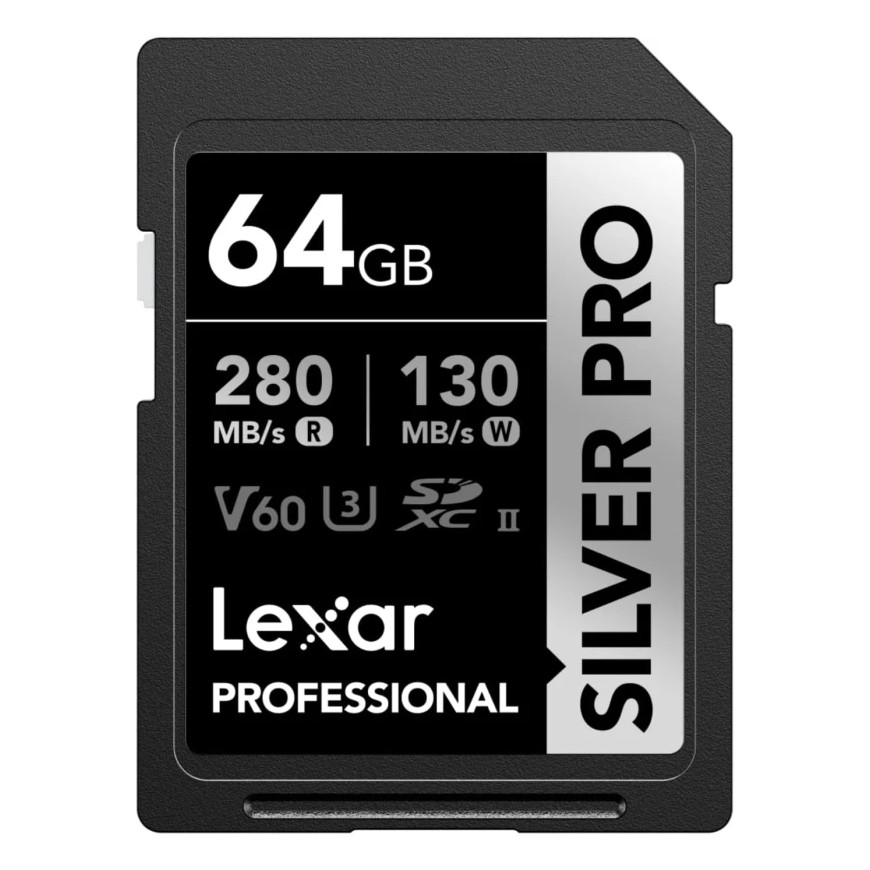 Carte mémoire SD LEXAR Silver Pro 64GB UHS-II 280MB/s (LSDSIPR064G-BNNNG)