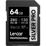 Carte mémoire SD LEXAR Silver Pro 64GB UHS-II 280MB/s (LSDSIPR064G-BNNNG)