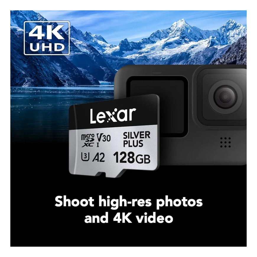 Carte mémoire microSD LEXAR Silver Plus 128GB UHS-I 205MB/s (LMSSIPL128G-BNANG)