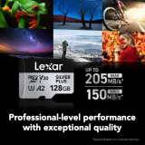 Carte mémoire microSD LEXAR Silver Plus 128GB UHS-I 205MB/s (LMSSIPL128G-BNANG)
