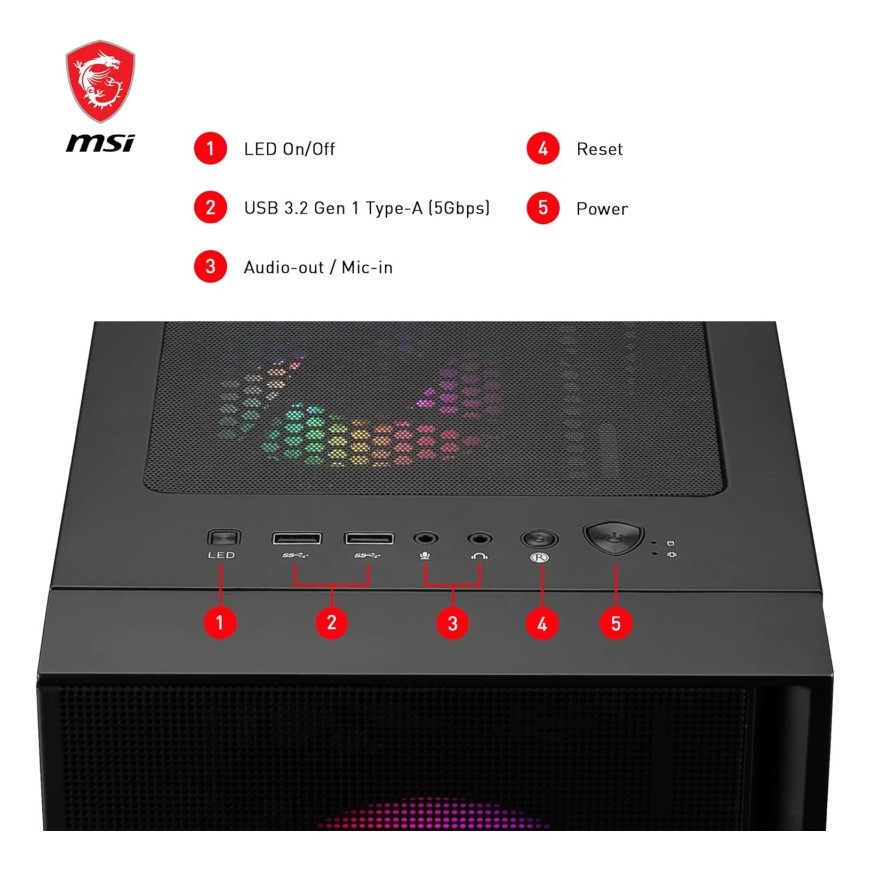 Boîtier Gaming MSI MAG FORGE M100A - Compact et Performant (306-7G20A28)