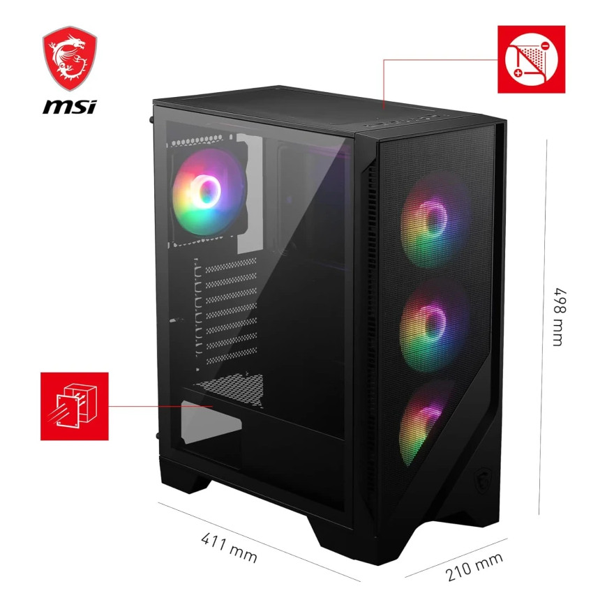 Boîtier Gaming MSI MAG FORGE M100A - Compact et Performant (306-7G20A28)