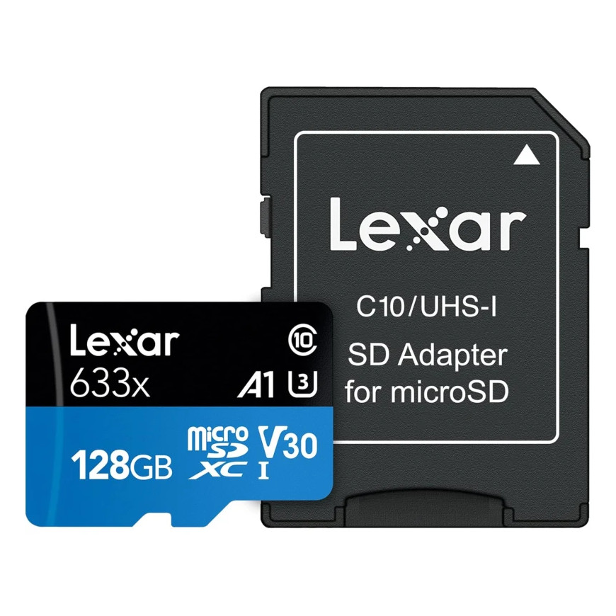 Carte mémoire microSD LEXAR 633X 128GB UHS-I 100MB/s avec adaptateur (LSDMI128BB633A)
