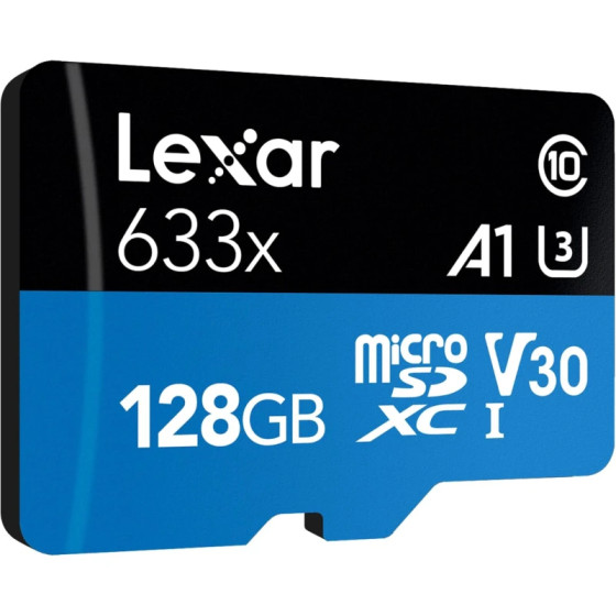 Carte mémoire microSD LEXAR 633X 128GB UHS-I 100MB/s avec adaptateur (LSDMI128BB633A)