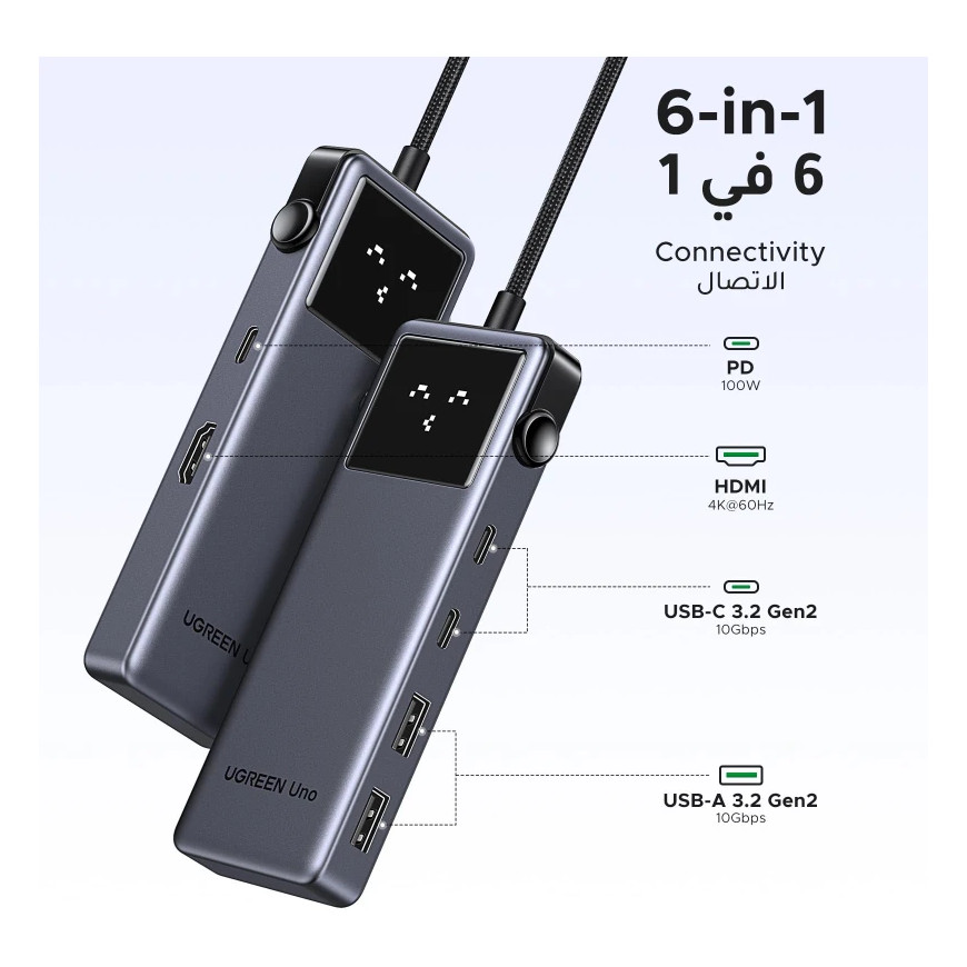 Hub USB-C UGREEN 6-en-1 Adaptateur Multiports (35998)