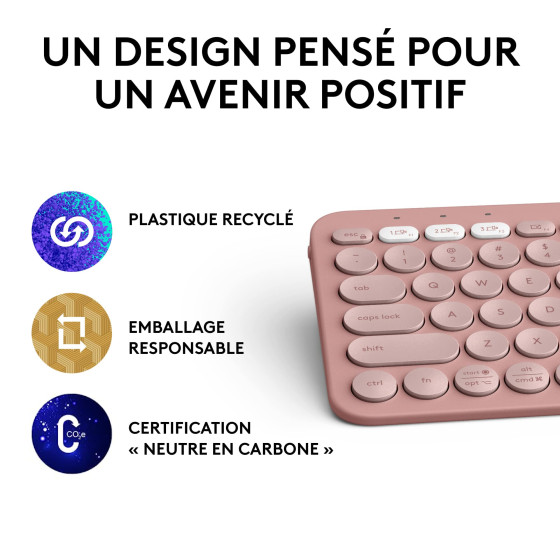 Logitech Pebble Keys 2 K380s Mini Clavier sans fil Bluetooth - Rose (920-011805)