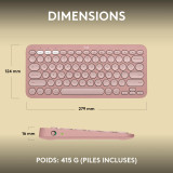Logitech Pebble Keys 2 K380s Mini Clavier sans fil Bluetooth - Rose (920-011805)