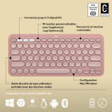 Logitech Pebble Keys 2 K380s Mini Clavier sans fil Bluetooth - Rose (920-011805)