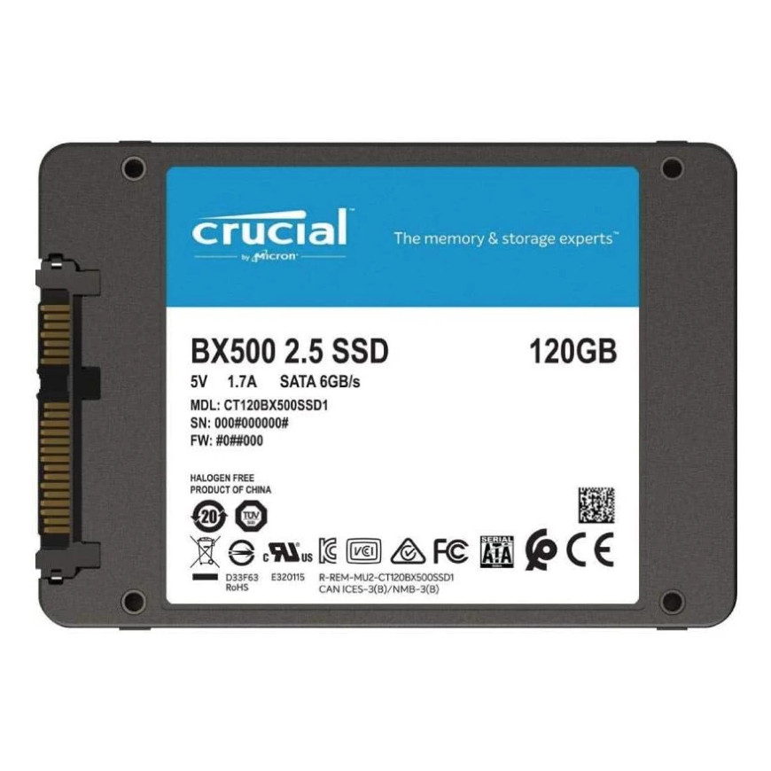 Disque Dur Externe Crucial BX500 120 Go SSD SATA (CRUCIAL120SSD)