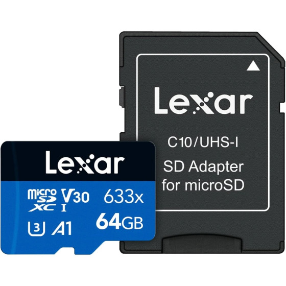 Carte mémoire microSD LEXAR 633X 64GB UHS-I 100MB/s (LMS0633064G-BNNNG)