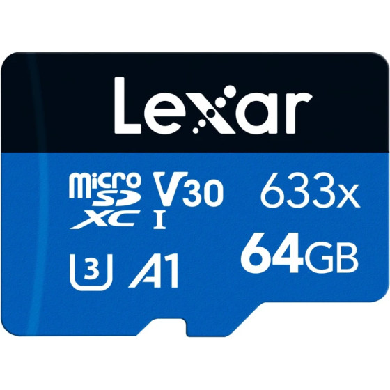 Carte mémoire microSD LEXAR 633X 64GB UHS-I 100MB/s (LMS0633064G-BNNNG)