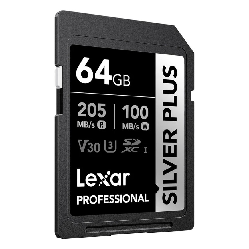 Carte mémoire SD LEXAR Silver Plus 64GB UHS-I 205MB/s (LSDSIPL064G-BNNNG)