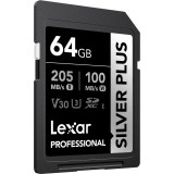 Carte mémoire SD LEXAR Silver Plus 64GB UHS-I 205MB/s (LSDSIPL064G-BNNNG)
