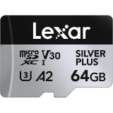Carte mémoire microSD LEXAR Silver Plus 64GB UHS-I 205MB/s (LMSSIPL064G-BNANG)
