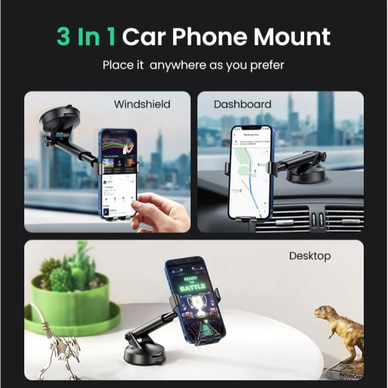 Support téléphone Ugreen Gravity à ventouse Noir (60990B)
