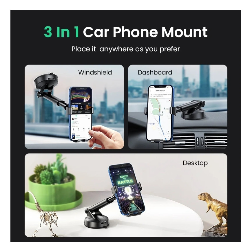 Support téléphone Ugreen Gravity à ventouse Noir (60990B)