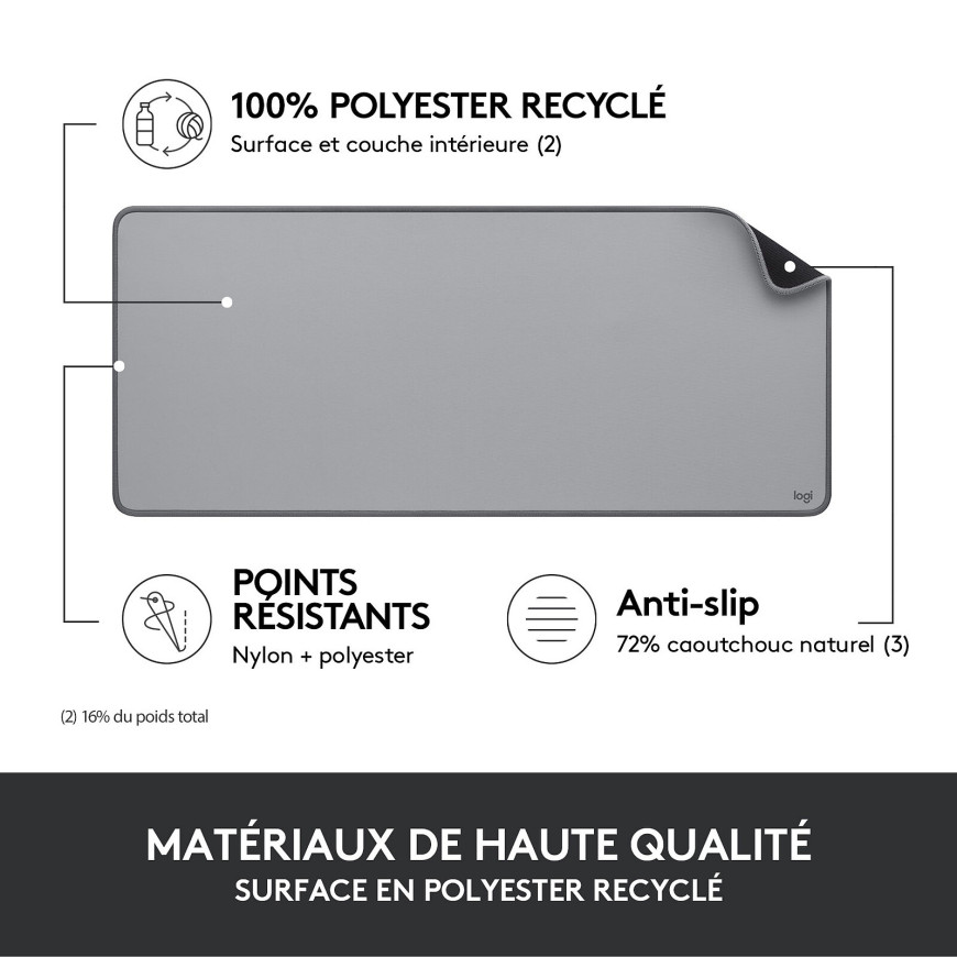Logitech Desk Mat Studio Series (Gris)-(956-000052)
