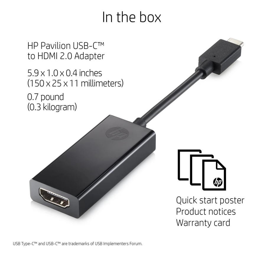 Adaptateur USB-C vers HDMI HP HDMI 2.0 (2PC54AA)