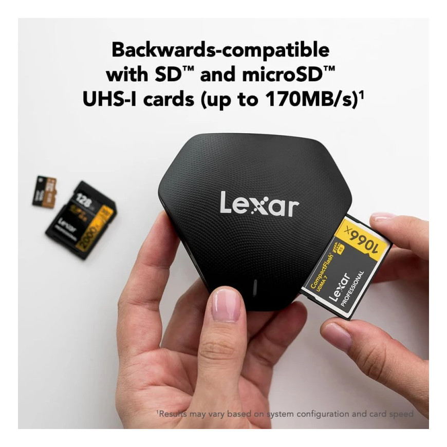 Lecteur de carte LEXAR 3-en-1 USB-C SD/microSD/CF UHS-II (LRW500URB)