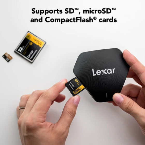 Lecteur de carte LEXAR 3-en-1 USB-C SD/microSD/CF UHS-II (LRW500URB)