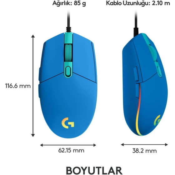 Souris Gaming Logitech G102 Lightsync Bleue USB (910-005801)
