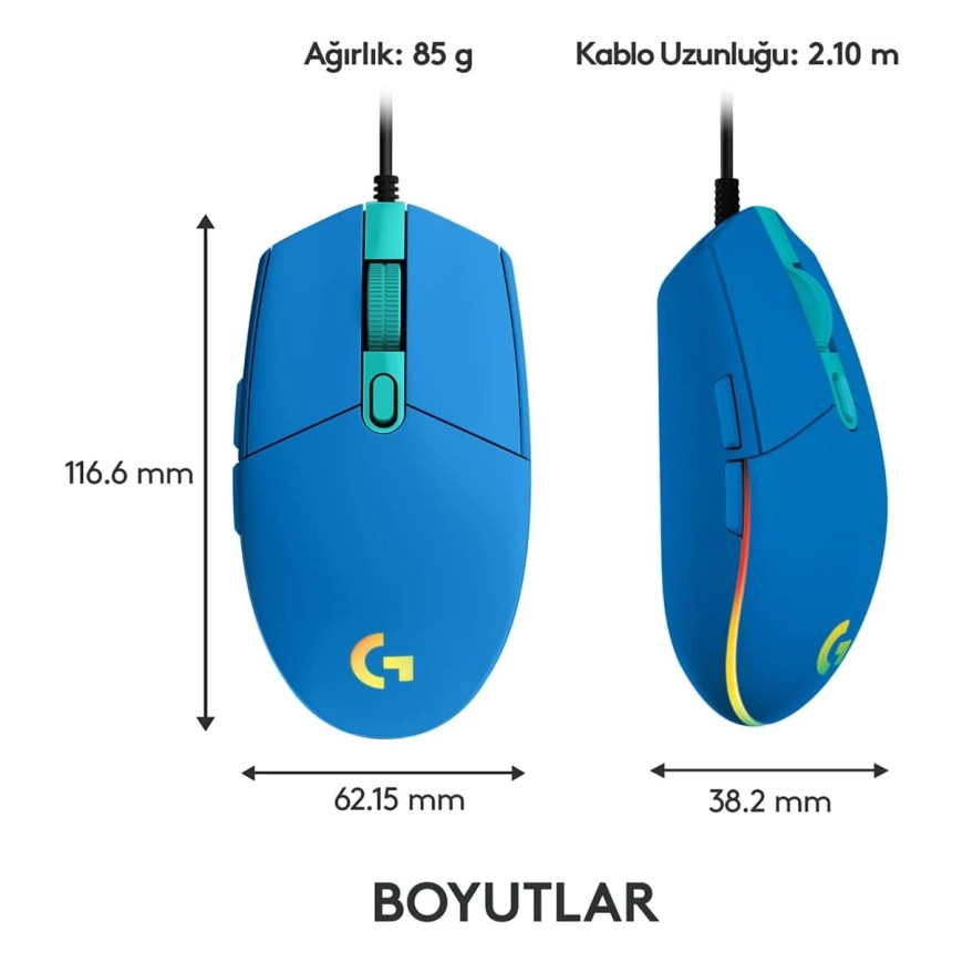 Souris Gaming Logitech G102 Lightsync Bleue USB (910-005801)