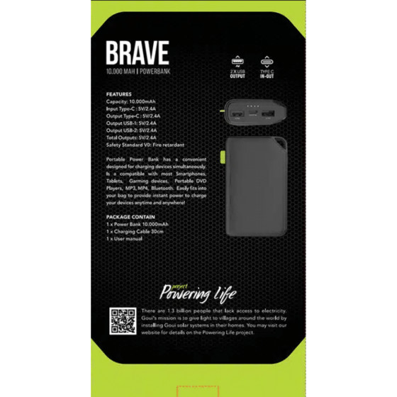 Goui Brave Power Bank 10 000 mAh - 12W (G-EPB102-3A-K)
