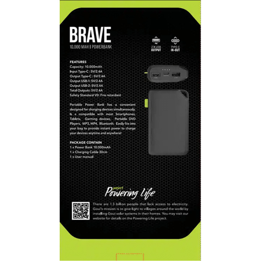 Goui Brave Power Bank 10 000 mAh - 12W (G-EPB102-3A-K)
