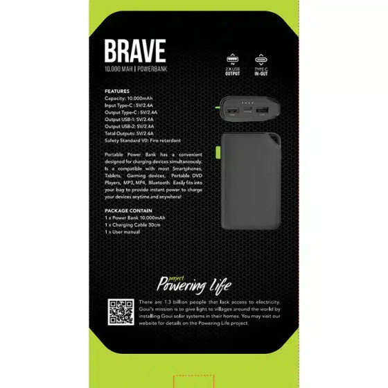 Goui Brave Power Bank 10 000 mAh - 12W (G-EPB102-3A-K)