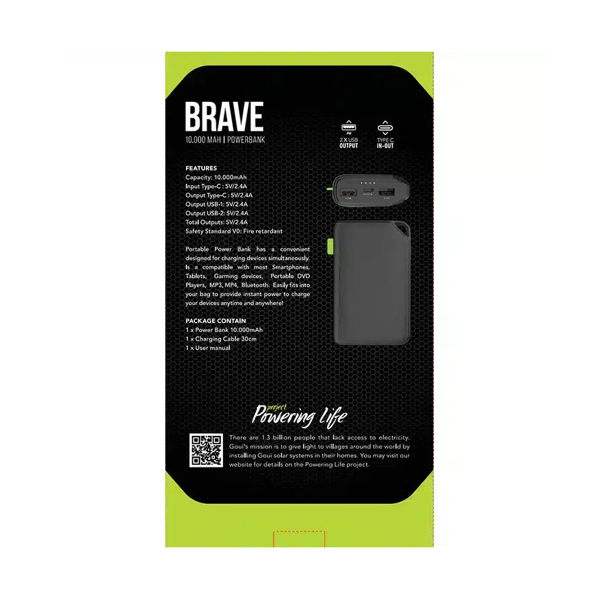 Goui Brave Power Bank 10 000 mAh - 12W (G-EPB102-3A-K)