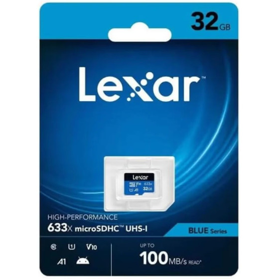 Carte mémoire microSD LEXAR 633X 32GB UHS-I 100MB/s (LMS0633032G-BNNNG)