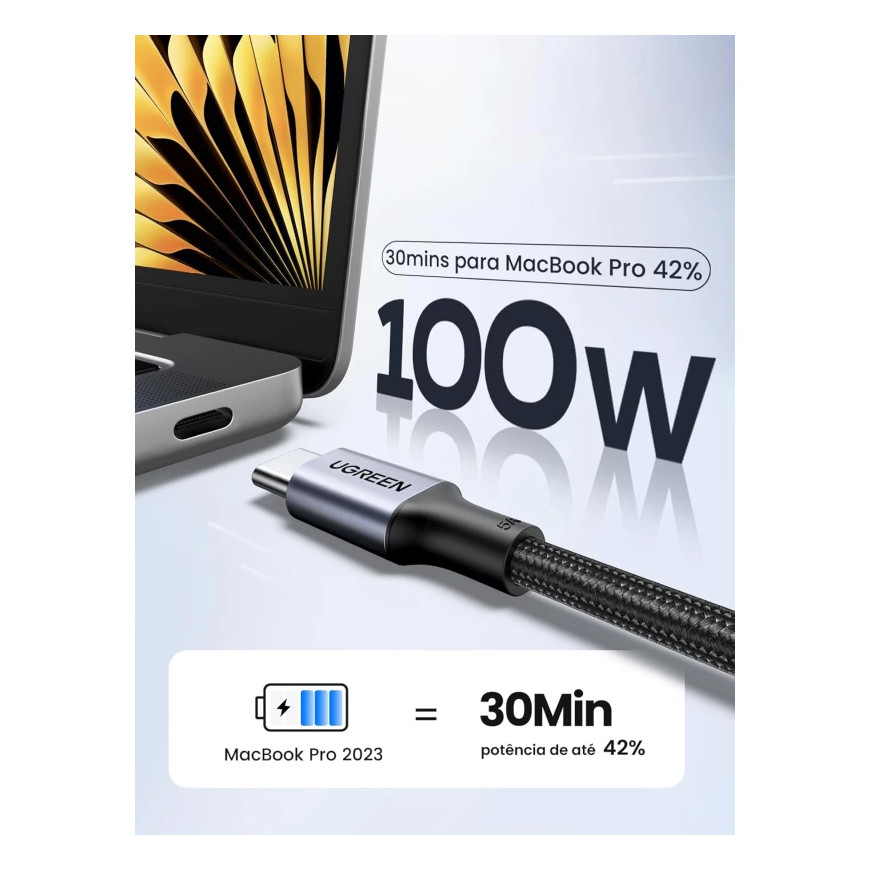 Câble Ugreen USB-C vers USB-C 5A 100W 1m Gris (70427)