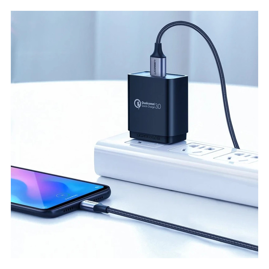 Câble Ugreen USB-A vers USB-C 3A 1m Noir Tressé (60126)