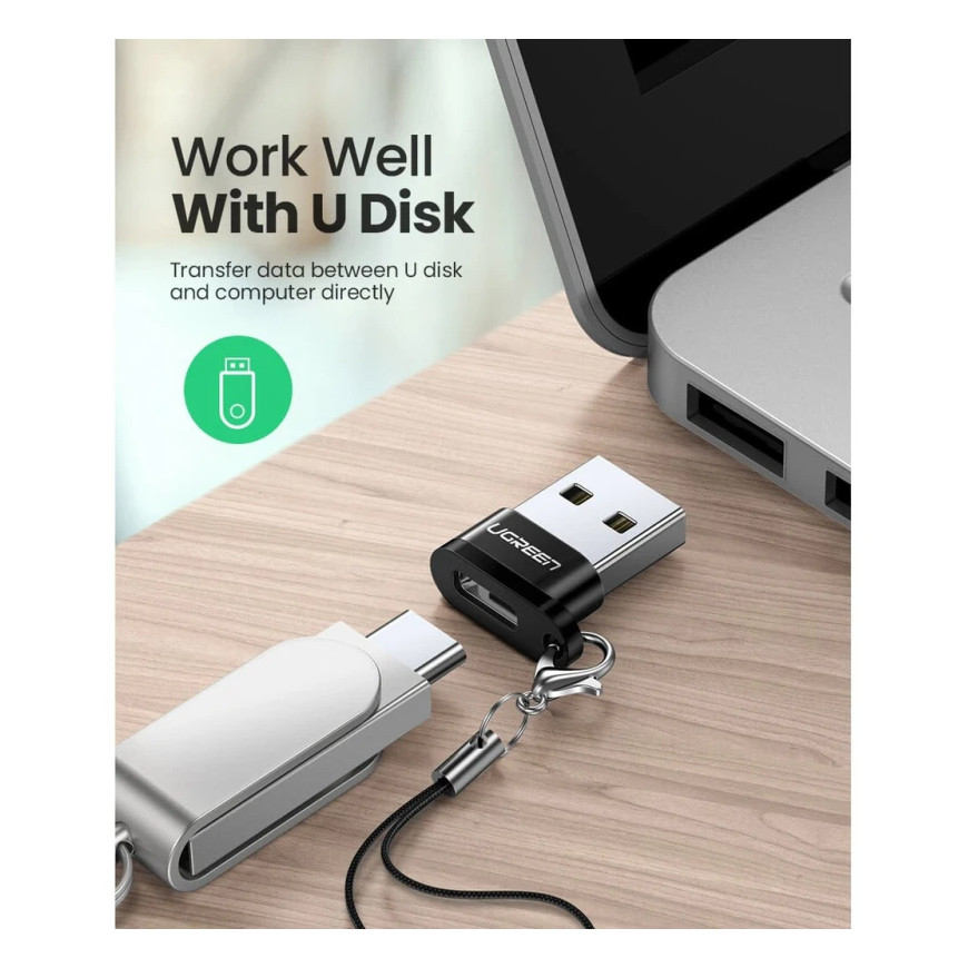 Adaptateur USB Ugreen USB-A 2.0 vers USB-C Femelle Noir (50568)
