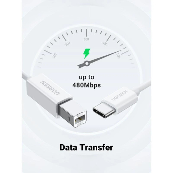 Câble Ugreen 40560 Cable USB 1m USB-C 2.0 To USB-B Blanc