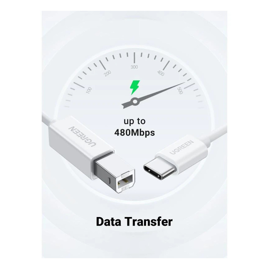 Câble Ugreen 40560 Cable USB 1m USB-C 2.0 To USB-B Blanc