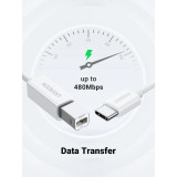 Câble Ugreen 40560 Cable USB 1m USB-C 2.0 To USB-B Blanc