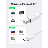 Câble Ugreen 40560 Cable USB 1m USB-C 2.0 To USB-B Blanc