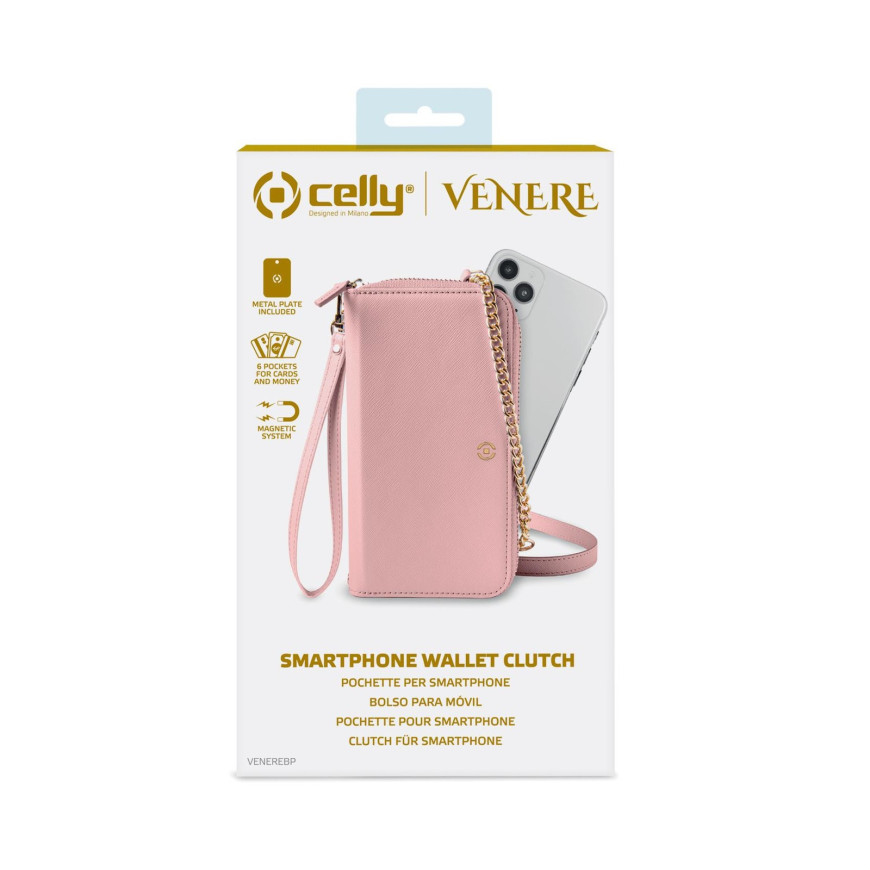 Etui Portefeuille Celly VENERE Etui Portefeuille Universel Rose (VENEREBP)